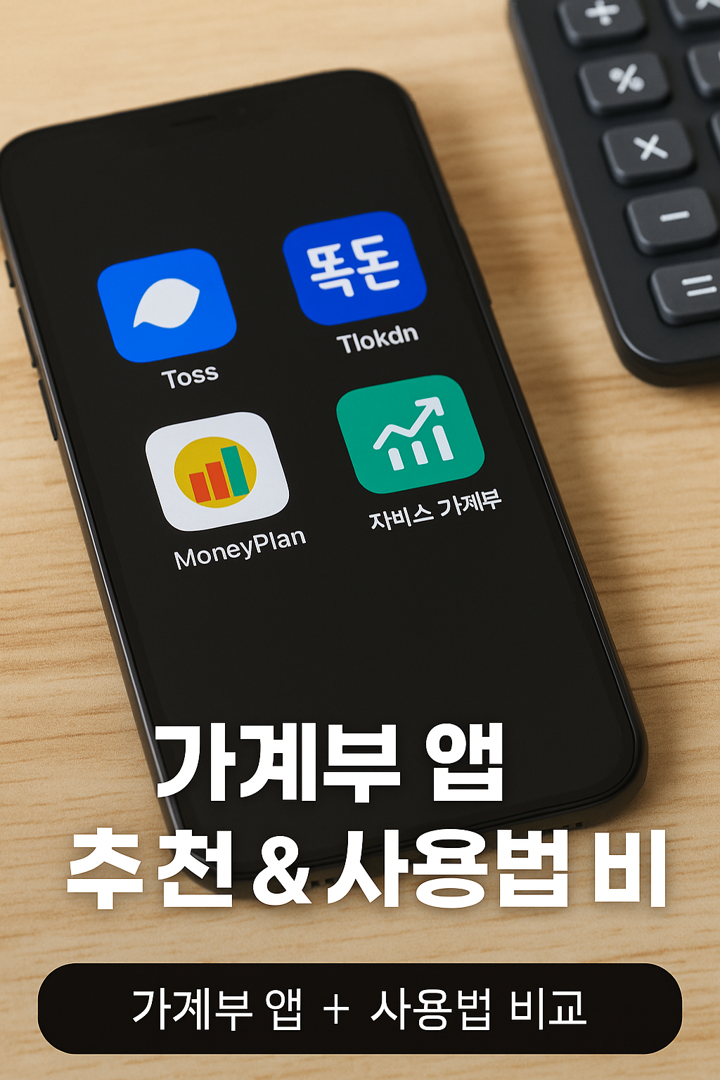 스마트폰으로 가계부 앱을 사용하는 모습, 소비 내역과 예산을 관리하는 장면, 재테크와 자산관리를 상징하는 이미지