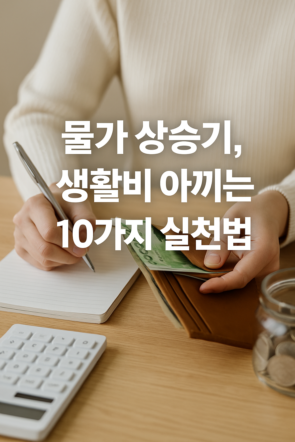 2030 세대 부부가 식탁에서 노트북과 계산기를 사용하며 생활비를 계산하는 모습의 썸네일 이미지