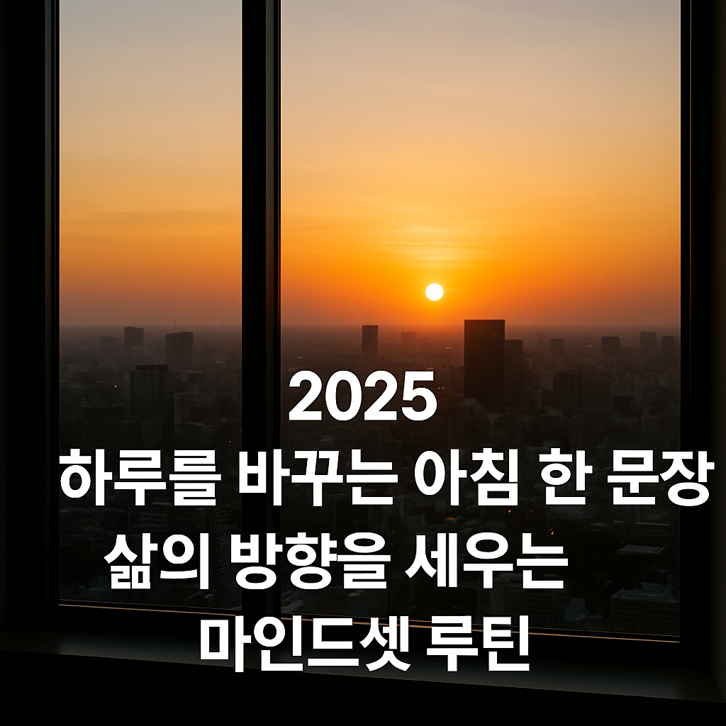 삶의 방향을 세우는 마인드셋 루틴’이라는 문구가 적힌 감성적인 썸네일 이미지