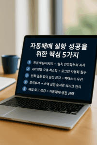 API 자동로그인·백테스트 우선·모의투자 테스트·로그 점검 등의 핵심 문구가균형 잡힌 간격으로 정렬된 현대적인 실물 촬영 스타일 썸네일 이미지