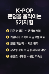 어두운 퍼플 톤 배경 위에 네온 감성이 더해진 현대적 K-POP 스타일 인포그래픽