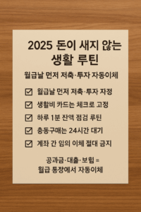 2025년 돈이 새지 않는 생활 루틴 체크리스트 인포그래픽