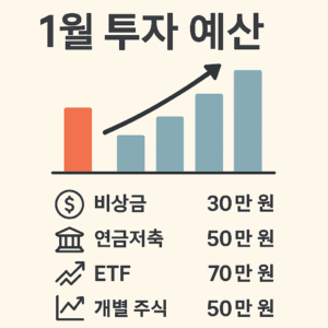 1월 투자 예산을 비상금·연금저축·ETF·개별주식으로 나눈 미니멀 재테크 인포그래픽