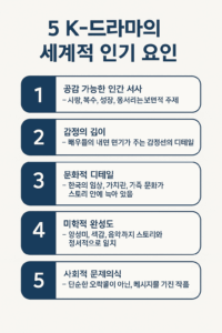 5 K-드라마의 세계적 인기 요인을 시각적으로 표현한 인포그래픽
