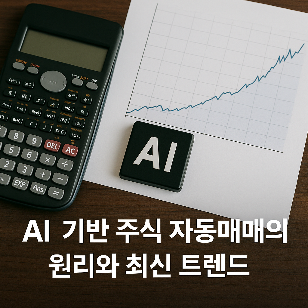 AI 기술을 활용한 주식 자동매매 트렌드를 시각적으로 표현한 프리미엄 금융 썸네일