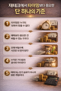 재테크에서 타이밍보다 중요한 단 하나의 기준을 정리한 인포그래픽