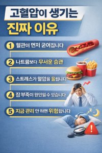 고혈압이 발생하는 진짜 원인을 5가지로 정리한 인포그래픽