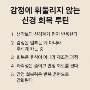 감정 반응을 신경 회복 관점에서 정리한 5가지 핵심 루틴 인포그래픽