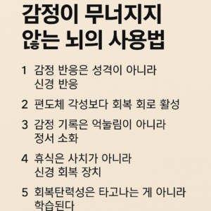 감정 소진을 줄이고 회복 탄력성을 회복하는 뇌과학 기반 핵심 전략 5가지 요약 인포그래픽