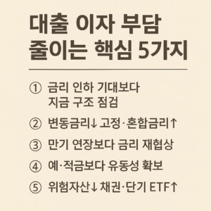금리 변동기 대출 이자 부담을 줄이기 위한 핵심 전략 5가지 요약 카드