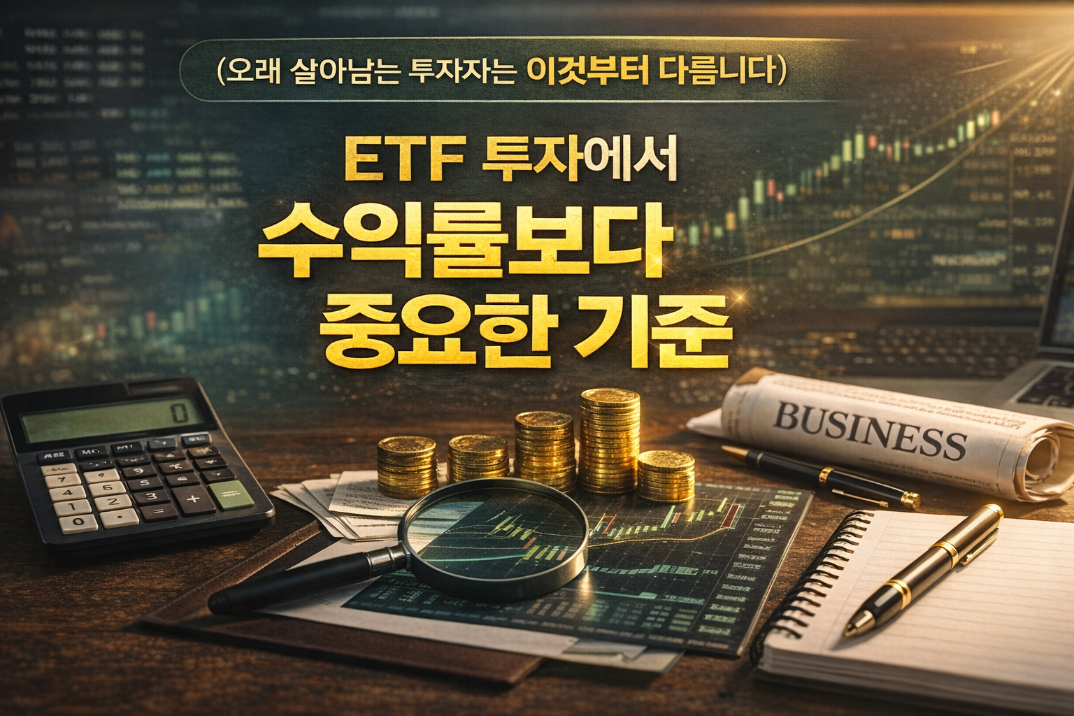 ETF 투자에서 수익률보다 중요한 기준을 시각적으로 표현한 현대적인 투자 전략 썸네일