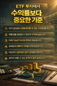 ETF 투자에서 수익률보다 중요한 기준 6가지를 한눈에 정리한 인포그래픽