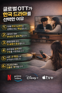 글로벌 OTT 플랫폼이 한국 드라마를 선택한 이유핵심 포인트로 정리한 인포그래픽