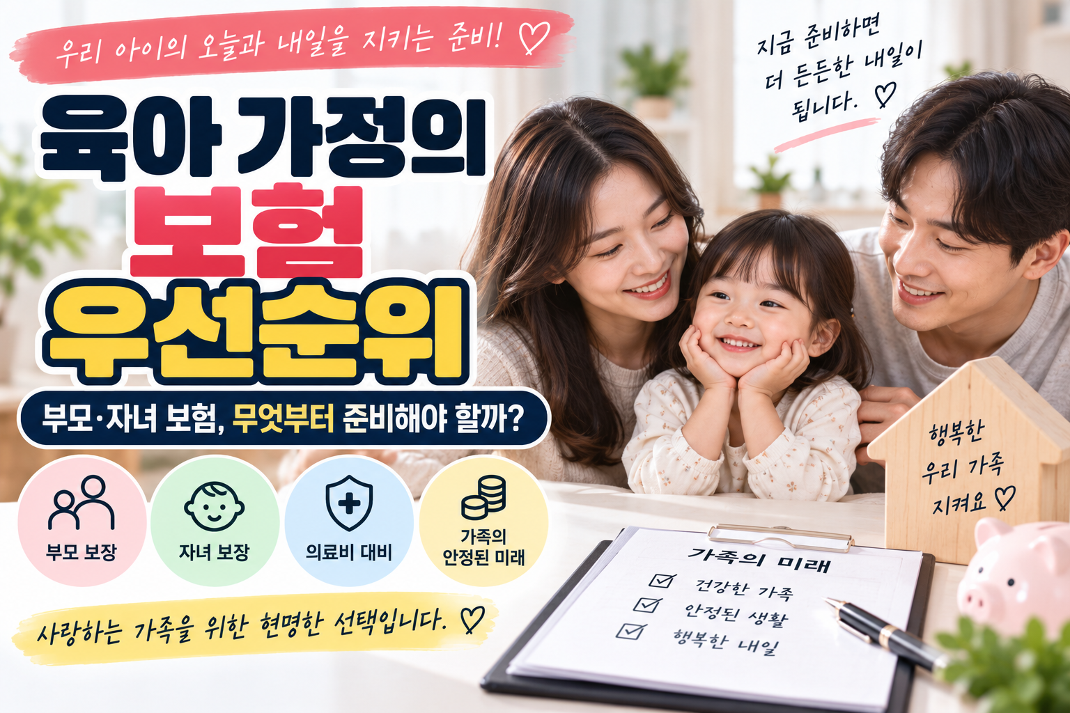 육아 가정의 부모·자녀 보험 우선순위를 표현한 가족 보험 썸네일